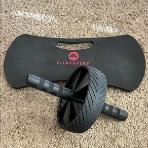Black Ab Roller Wheel and Mat Set